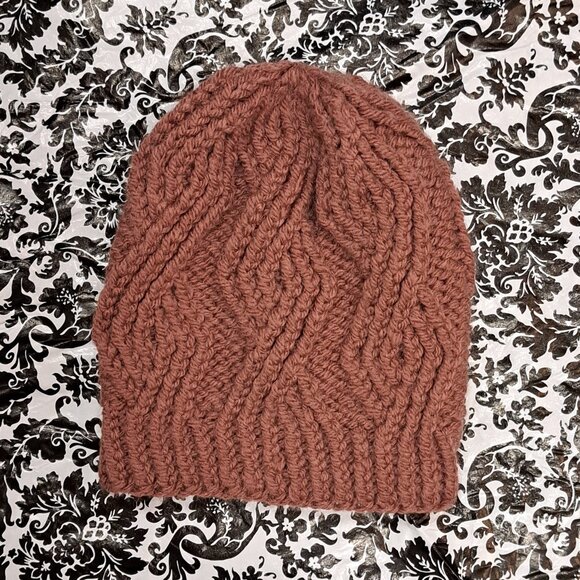 Hand-Crocheted Rust Colored Slouch Hat - Picture 3 of 6
